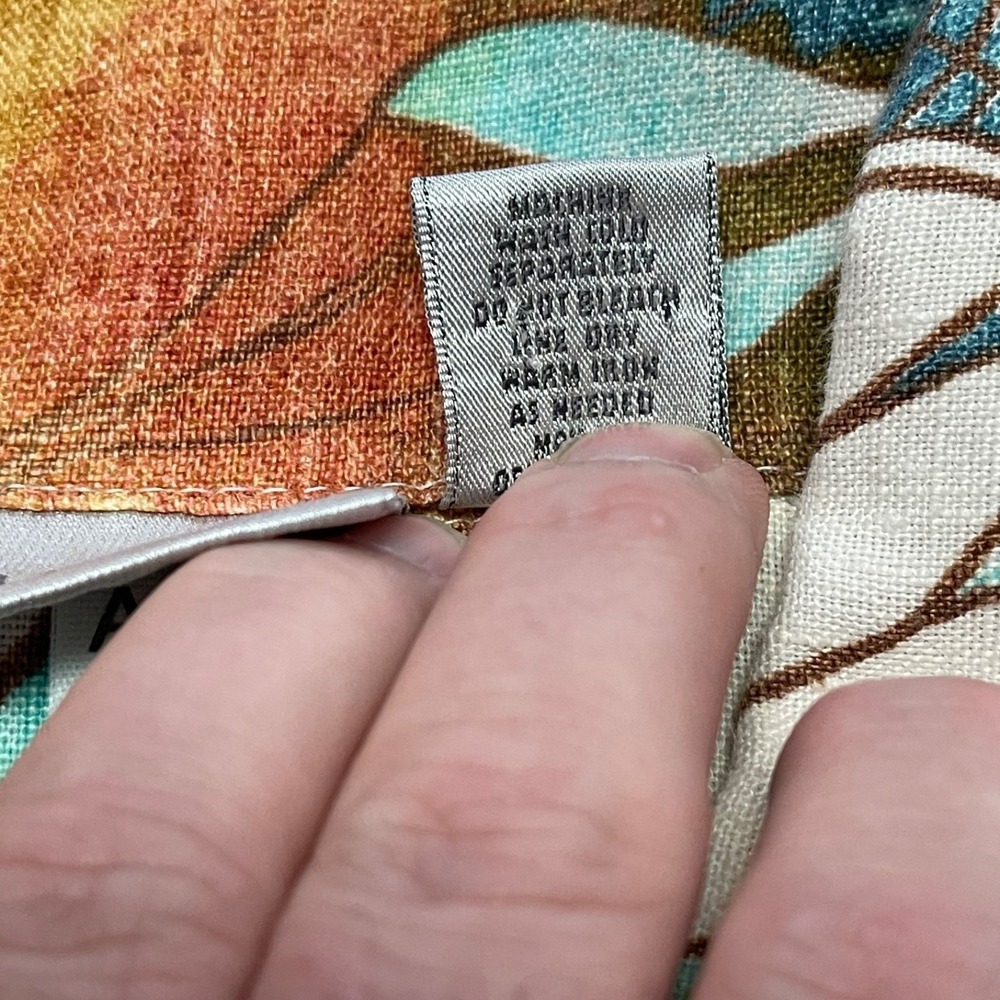Vintage Chico's Sz 1 (M) Floral 100% Linen Shacket Shirt Jacket Lagen Artsy Boho - Picture 14 of 15